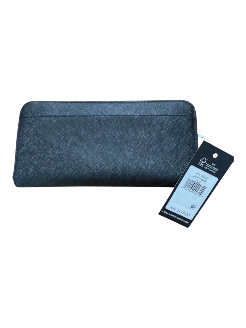 KARL LAGERFELD Maybelle Choupette Cat Continental Saffiano Zip Black Wallet - Picture 3 of 4